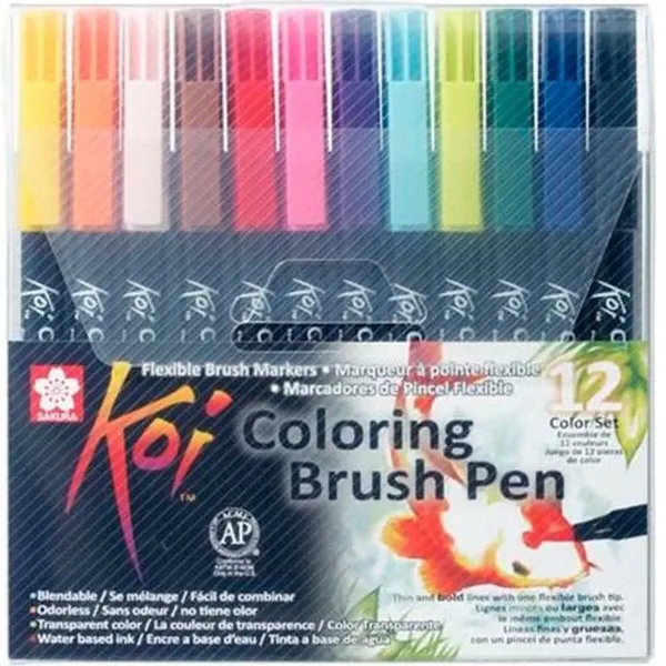 Set of Felt Tip Pens Talens Sakura KOI Multicolour 12 Pieces (12 Units)