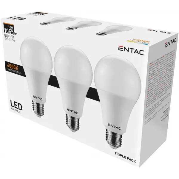 LED Globe E27 12W NW Triple Pack