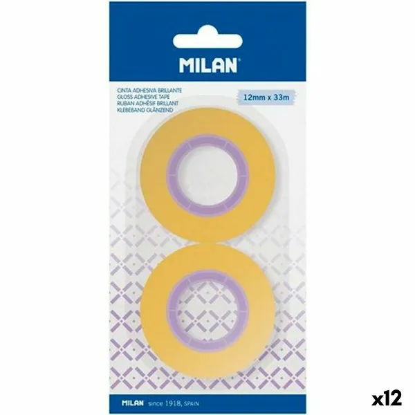 Teippisetti Milan Keltainen 12 mm x 33 m 2 Kappaletta (12 osaa)