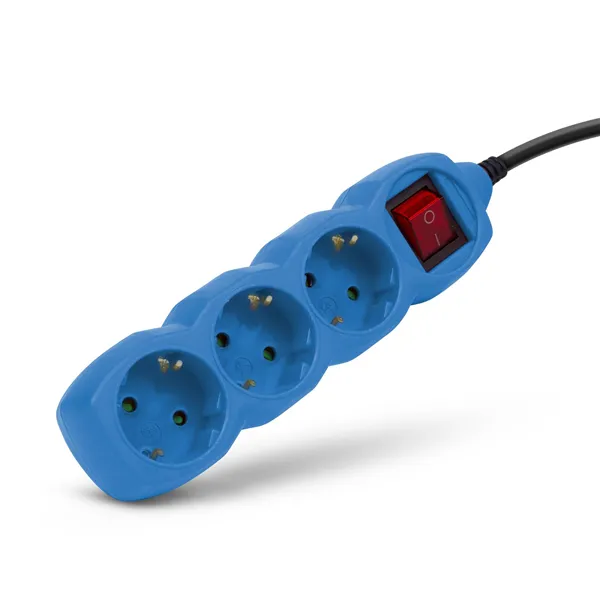 Socket Extension Cord S1 Color 3 Sockets With Switch 1.5m Color Series Blue