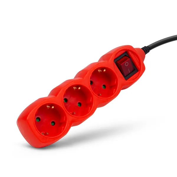 Socket Extension Cord S1 Color 3 Sockets With Switch 1.5m Color Series Red