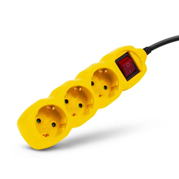 Socket Extension Cord S1 Color 3 Sockets With Switch 1.5m Color Series Yellow