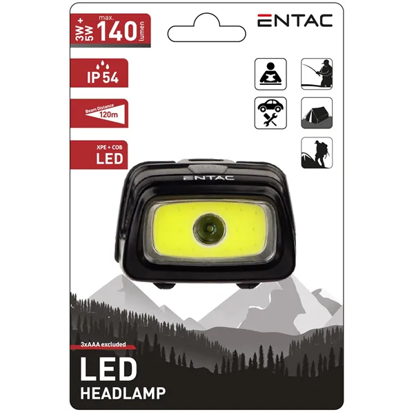 Entac Headlamp 5+3W 3xAAA Black