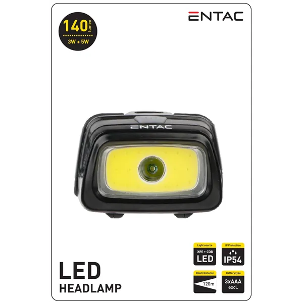 Entac Headlamp 5+3W 3xAAA Black