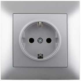 Arnold Recessed wall socket earthed Silver