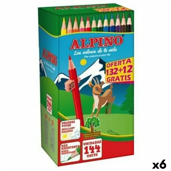 Värikynät Alpino KIDS EVOLUTION STRIPES Monivärinen 144 Kappaletta (6 osaa)