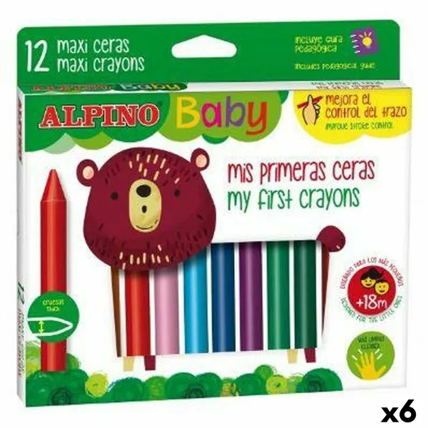 Krāsainie krītiņi Alpino Baby Daudzkrāsains 12 Daudzums (6 gb.)