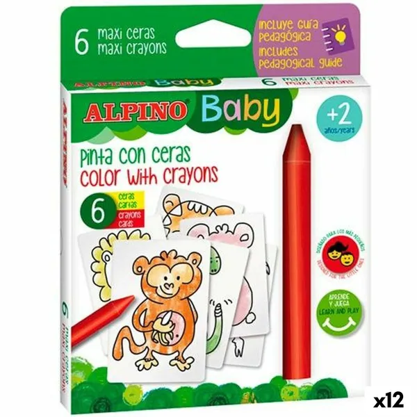 Krāsainie krītiņi Alpino Baby Jungle Daudzkrāsains (12 gb.)