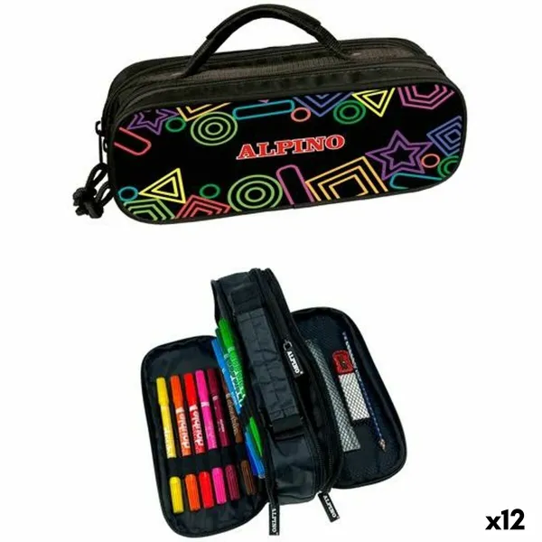 Penālis ar vietu trim zīmuļiem Alpino Mini Black Daudzkrāsains (12 gb.)