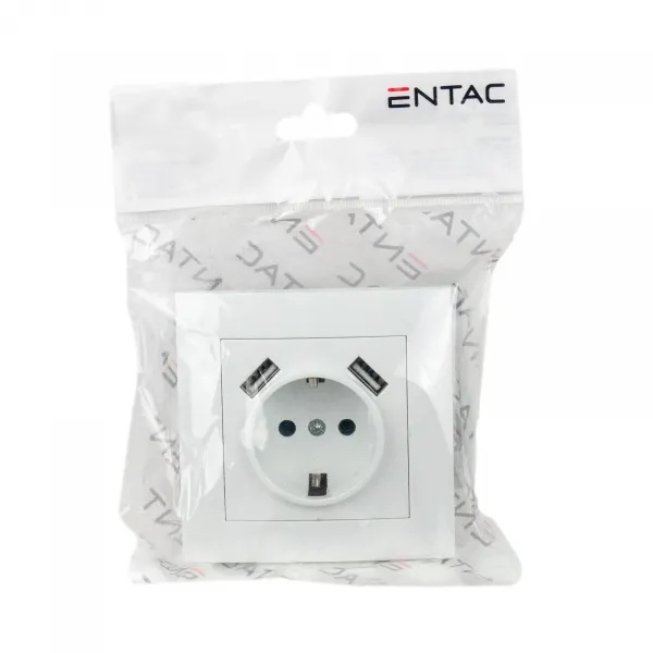 Arnold Recessed wall socket earthed + 2 USB 2.1A (total) White