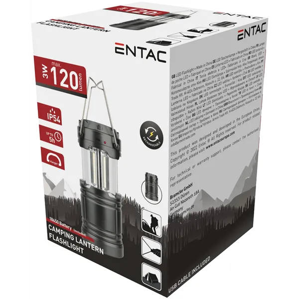 Entac Camping Lantern Solar Powered Plastic 5v - 18650 holds.