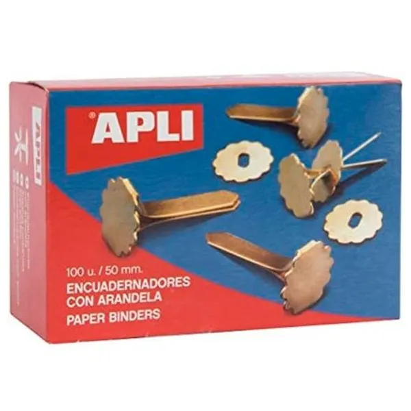 Металлические переплётчики Apli Позолоченный 50 mm 100 Предметы (50 штук)