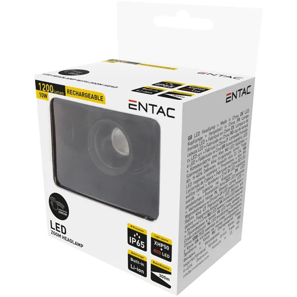 Entac Headlamp Focusable Sensor 10W XHP50+RED