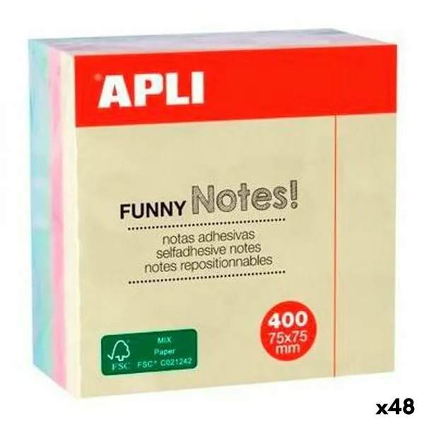 Стикеры для записей Apli FUNNY Разноцветный 75 x 75 mm (48 штук)