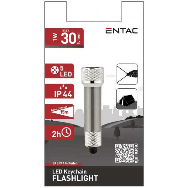 Entac Flashlight 5LED Keychain Silver