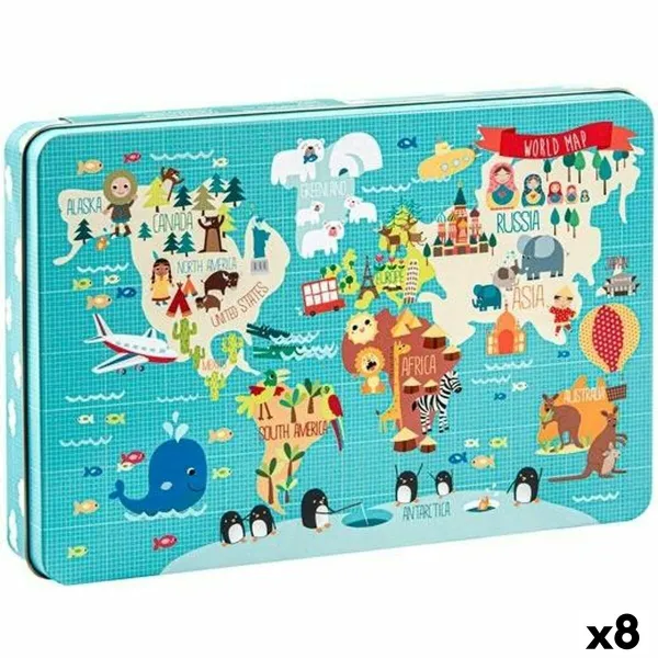 Головоломка Apli 48 x 32 cm Карта Мира 24 Предметы (8 штук)