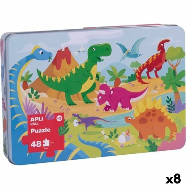 Puzle un domino komplekts Apli 48 x 32 cm Dinozauri 48 Daudzums (8 gb.)