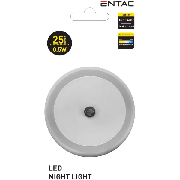 Entac Night Light 0.5W Round CW White