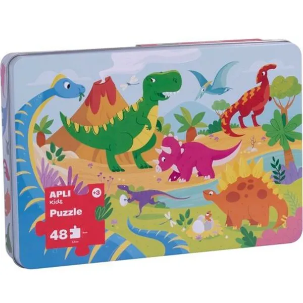 Puzle un domino komplekts Apli 48 x 32 cm Dinozauri 48 Daudzums (8 gb.)