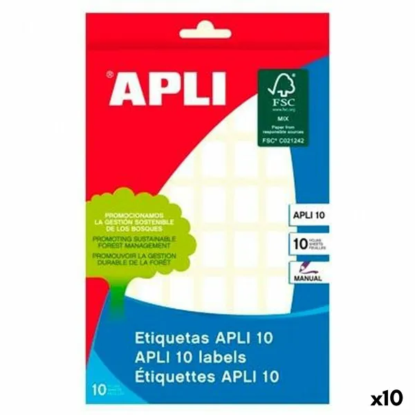 Клейкие этикетки Apli Белый бумага 10 Листья 12 x 18 mm (10 штук)