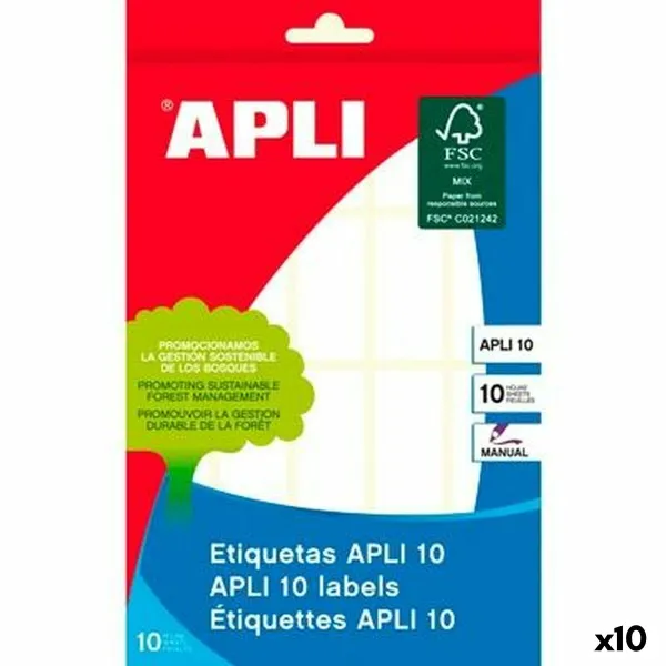 Клейкие этикетки Apli Белый бумага 10 Листья 19 x 40 mm (10 штук)