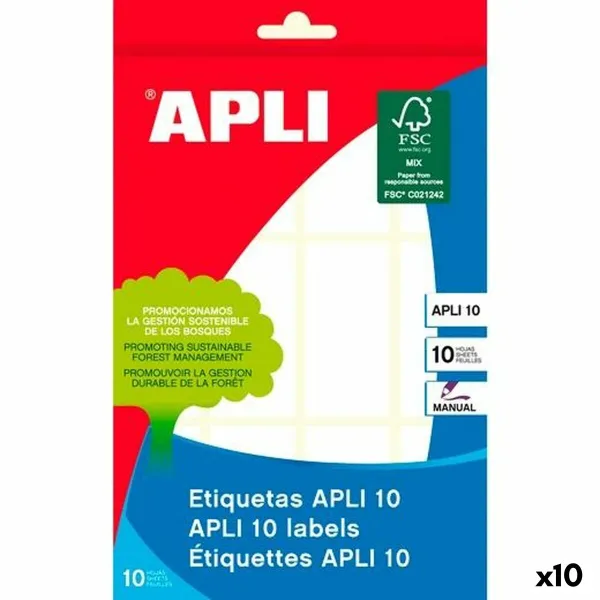 Клейкие этикетки Apli Белый бумага 10 Листья 26 x 54 mm (10 штук)