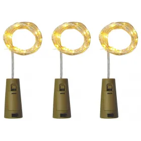 Indoor Silver Wire 20 LED WW Bottle Plug 2m excl. battery 3pcs/bl