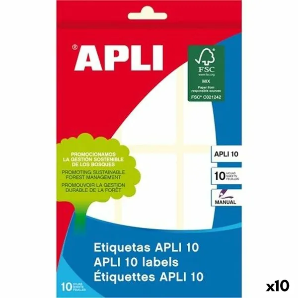Клейкие этикетки Apli Белый бумага 10 Листья 36 x 82 mm (10 штук)