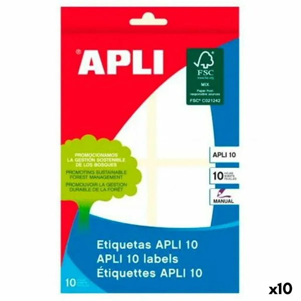 Клейкие этикетки Apli Белый бумага 10 Листья 40 x 75 mm (10 штук)