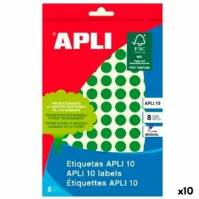 Клейкие этикетки Apli Зеленый круги Круглый 8 листов (10 штук)