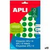 Клейкие этикетки Apli Зеленый круги 8 листов (10 штук)