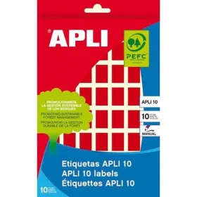 Liimaetiketit Apli Punainen Paperi 8 alustaa 12 x 18 mm (10 osaa)
