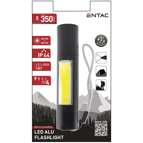 Entac Flashlight Rechargeable 3W 1200mAh (PowerBank Function) with Hinge