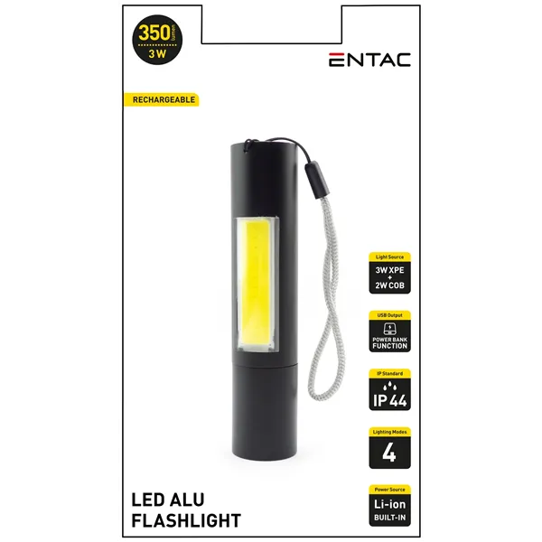 Entac Flashlight Rechargeable 3W 1200mAh (PowerBank Function) with Hinge