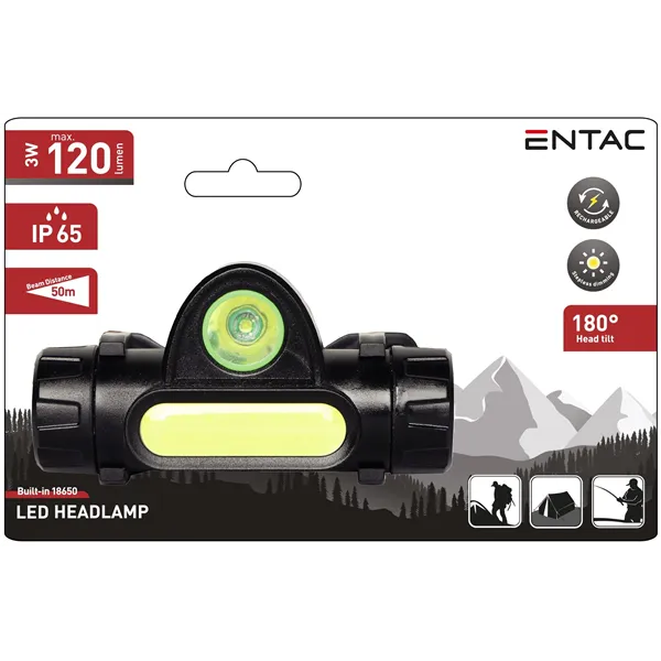 Entac Headlamp 3W with Built-in 18650 Battery