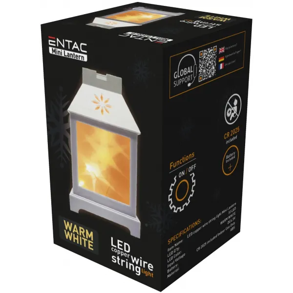 LED Mini Copper Wire Lantern White 12cm