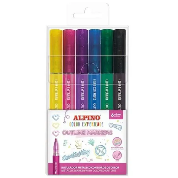Set of Felt Tip Pens Alpino OUTLINE COLOR EXPERIENCE Multicolour 6 Pieces (12 Units)
