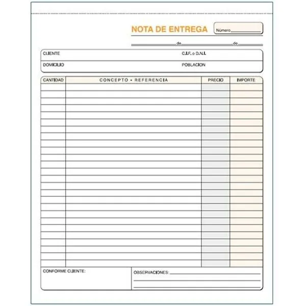 Delivery Book 21 x 26 cm (10 Units)