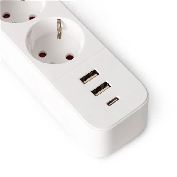 Socket Extension Cord D2 3 Sockets with Switch 1.5m 2xUSB-A x 1xUSB-C 3G1.5