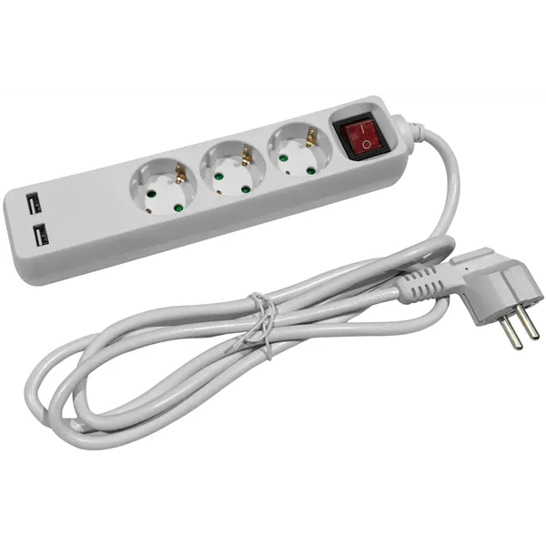 Socket Extension Cord S1 3 Sockets With Switch 3m 3G1.5 2 USB