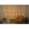 Christmas Curtain Light IP44 138 LED 12pcs stars 8F + Timer 2x1m with IR Remote