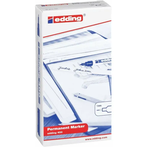 Permanenttimarkkeri Edding 400-01 Musta 1 mm (10 osaa)