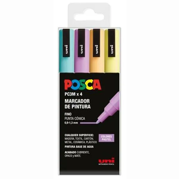Akrila krāsas marķieris POSCA PC-3M/4C Pīrāgs 0,9-1,3 mm 4 Daudzums