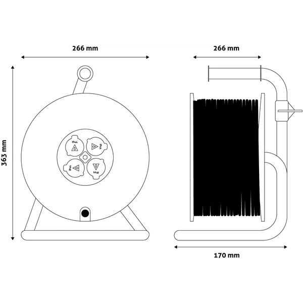 Socket IP44 Cable Reel 4 Sockets 35m