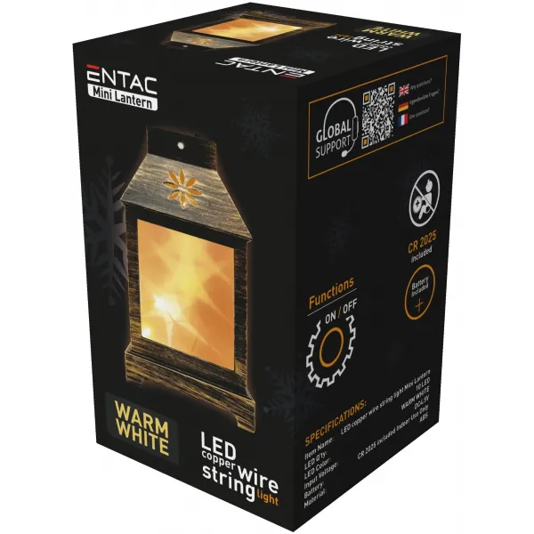 LED Mini Copper Wire Lantern Bronze 12cm