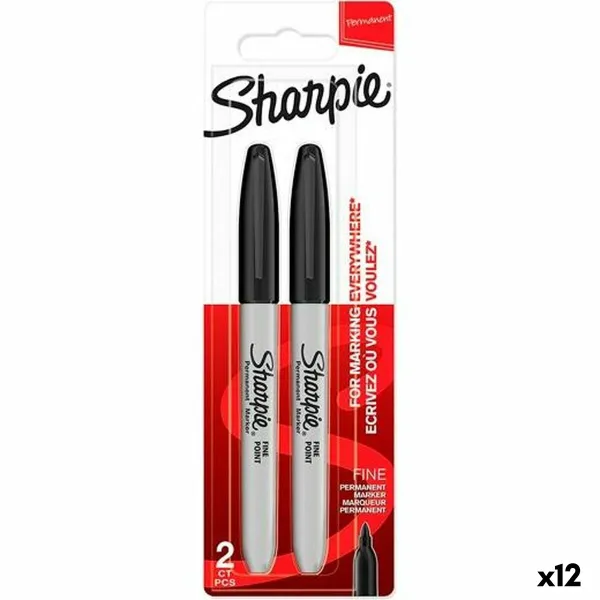 Žymeklių rinkinys Sharpie Juoda 2 Dalys (12 vnt.)