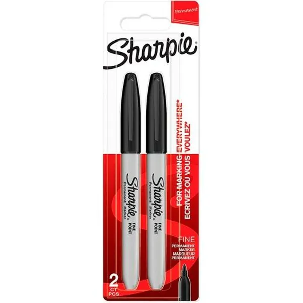 Flomasteru Komplekts Sharpie Melns 2 Daudzums (12 gb.)