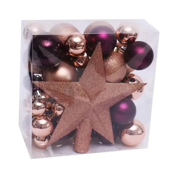 Artezan Christmas Ball 3-8cm Full Set Gold and Purple Mix + Top  52pcs/box