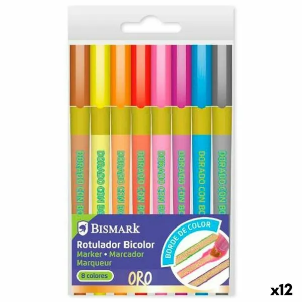Набор маркеров Bismark Lettering Bicolor Разноцветный Позолоченный 8 Предметы (12 штук)