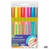 Set of Felt Tip Pens Bismark Lettering Bicolor Multicolour Golden 8 Pieces (12 Units)